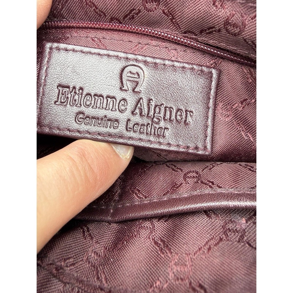 Etienne Aigner Burgundy Leather Shoulder Bag Vintage 90s Purse Gold Tone